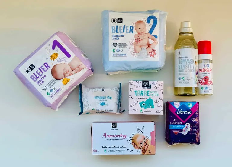 Forsidebilde til innlegget som viser innholdet i en Rema 1000 babypakke