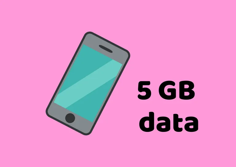 Illustrasjon av en mobiltelefon med 5GB