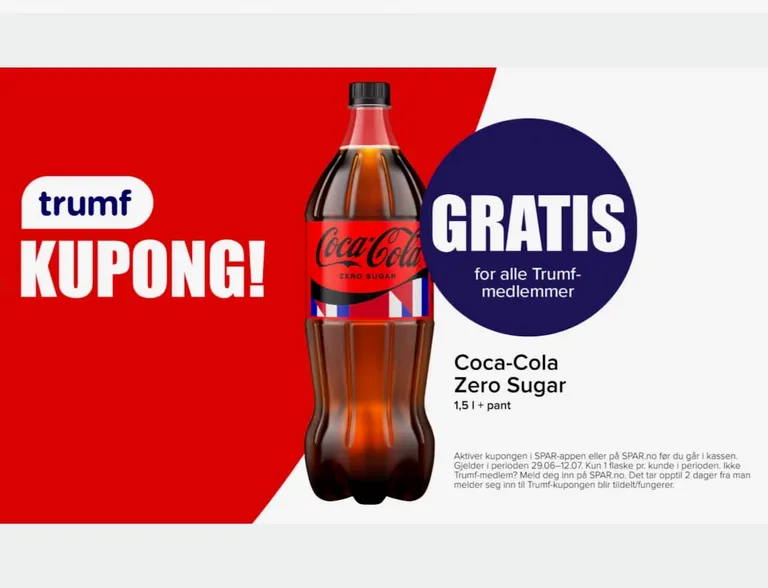 Forsidebilde til innlegget som viser ett skjermbilde fra SPAR.no med kupong på gratis brus